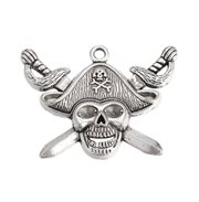 Vedhæng - Pirat - Skull. Tibetansk sølv. 45 mm